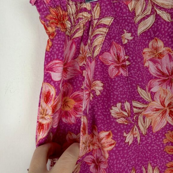 LOFT Floral Flowy Wide Leg Linen Pants Pull On Size Large L EUC - Picture 8 of 13